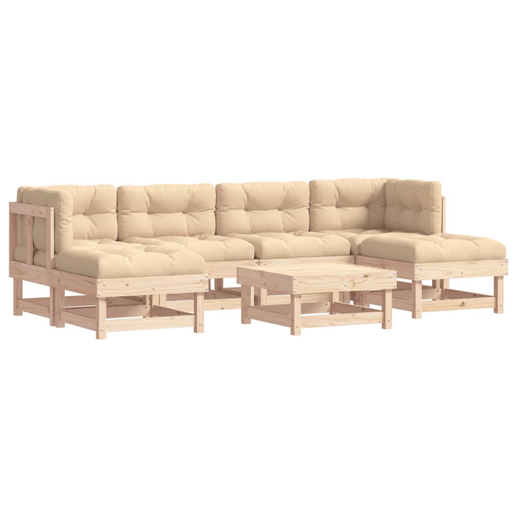 vidaXL Patio Lounge Set with Cushions Outdoor Furniture Set 7 Piece Solid Wood