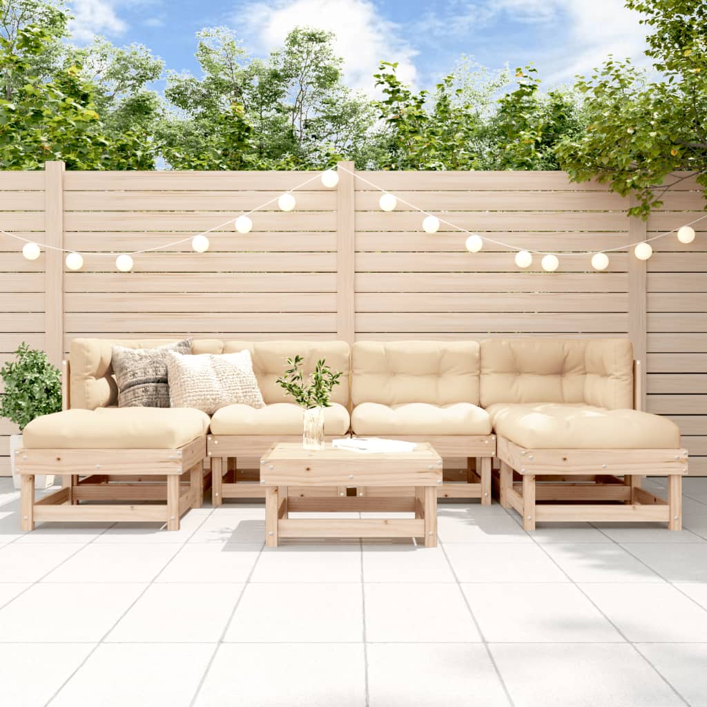 vidaXL Patio Lounge Set with Cushions Outdoor Furniture Set 7 Piece Solid Wood