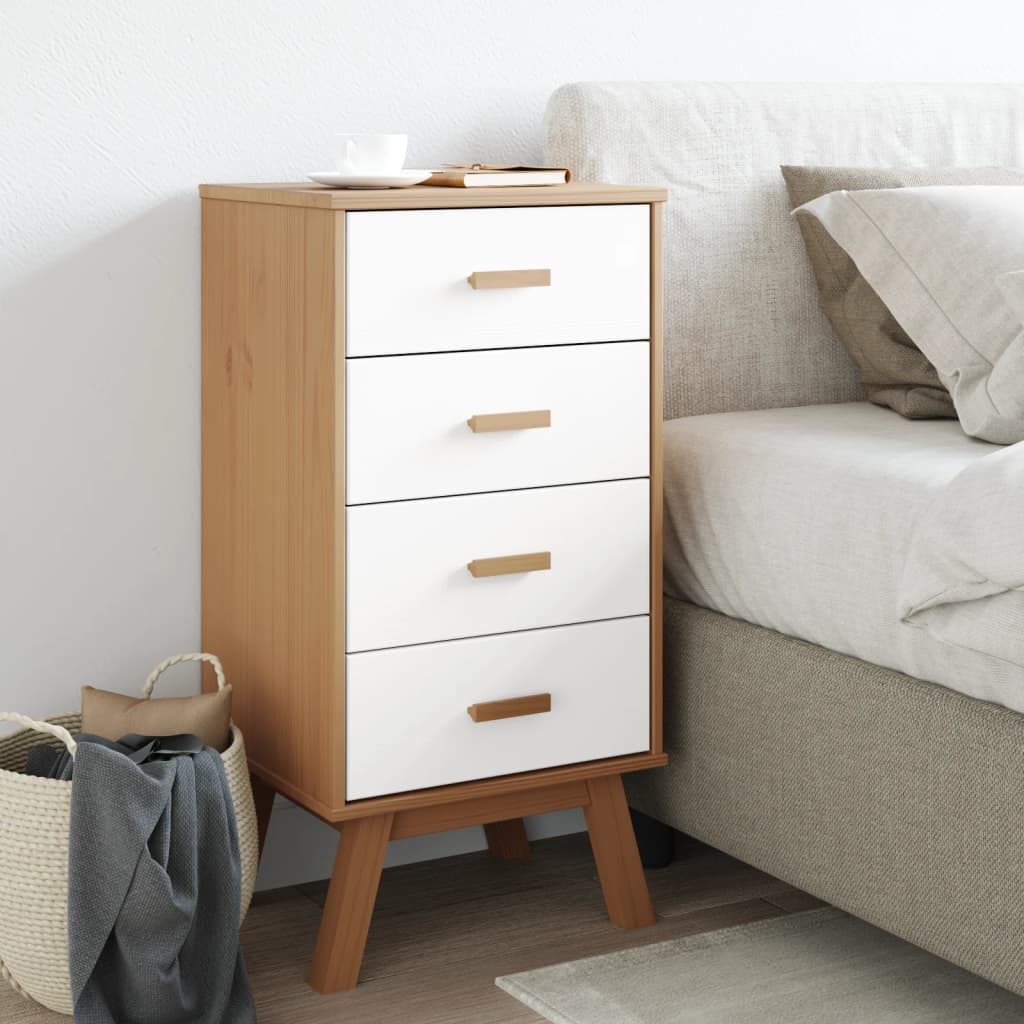 vidaXL Bedside Cabinet OLDEN Brown Solid Wood Pine